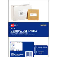 avery 938210 l7161 general use label laser/inkjet 18up white pack 100