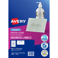 avery 959022 l7551 crystal clear address label laser 65up clear pack 25