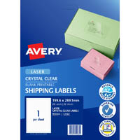 avery 959065 l7567 crystal clear address label laser 1up clear pack 25