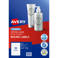 avery 959164 l6112c multi-purpose labels 40mm round clear pack 240