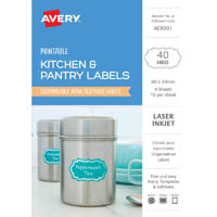 avery ae9001 printable kitchen and pantry labels 60 x 34mm textured white pack 40