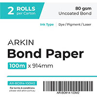 arkin bond paper 80gsm 100m x 914mm 2 rolls