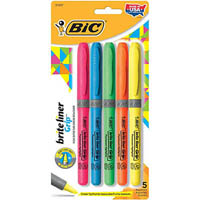 bic briteliner grip highlighter pen style chisel assorted pack 5