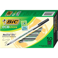 bic ecolutions round stic ballpoint pen medium black box 50