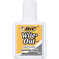 bic wite-out plus quick dry correction fluid 20ml