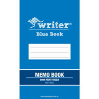 writer memo book ruled 8mm feint ruled 55gsm 80 page 165 x 100mm blue