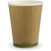 biopak biocup double wall cup 390ml kraft green stripe pack 40