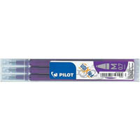 pilot bls-fr7 frixion erasable rollerball gel refill medium 0.7mm violet pack 3