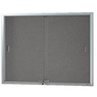 visionchart be noticed notice case 2 sliding door 1525 x 915mm silver frame grey backing