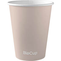 biopak biocup aqueous single wall hot paper cup 390ml pack 50