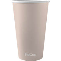 biopak biocup aqueous single wall hot paper cup 470ml pack 50