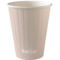 biopak biocup aqueous double wall cup 255ml leaf pack 50
