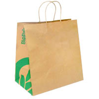 biopak kraft paper bags twist handle jumbo 355 x 370 x 220mm carton 150