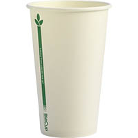 biopak biocup single wall cup 350ml white green line pack 50