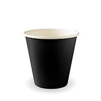 biopak biocup aqueous single wall cup 280ml 90mm black pack 50