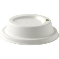 biopak biocane cup lid large 90mm white pack 50