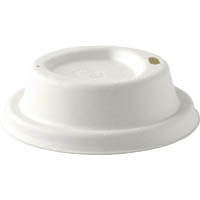 biopak biocane cup lid small 80mm white pack 50