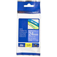 brother tze-555 laminated labelling tape 24mm white on blue
