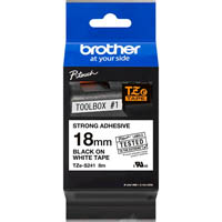 brother tze-s241 strong adhesive labelling tape 18mm black on white