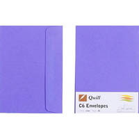 quill c6 coloured envelopes plainface strip seal 80gsm 114 x 162mm lilac pack 25