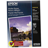 epson c13s041256 heavyweight photo paper matte 154gsm a4 white pack 50