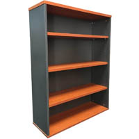 rapid worker bookcase 3 shelf 900 x 315 x 1200mm cherry/ironstone