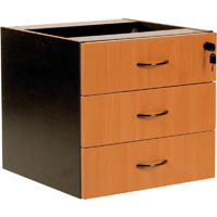 rapid worker fixed desk pedestal 3-drawer lockable 465 x 447 x 454mm beech/ironstone