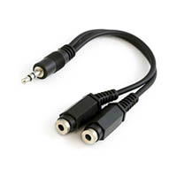 comsol audio cable 3.5mm stereo male to 2 x 3.5mm stereo female 100mm black