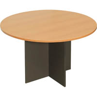 rapid worker round meeting table 900mm beech/ironstone