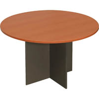 rapid worker round meeting table 900mm cherry/ironstone
