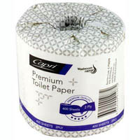 capri premium toilet roll wrapped 2-ply 400 sheet white carton 48