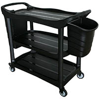 cleanlink utility trolley 3 tier with buckets black