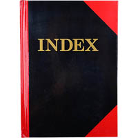 black and red notebook casebound ruled a-z index 200 page a5 gloss cover