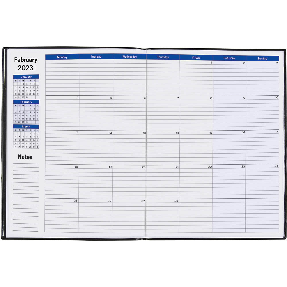 CUMBERLAND 48PBK MONTHLY PLANNER DIARY MONTH TO VIEW A4 BLACK |  | 7001726
