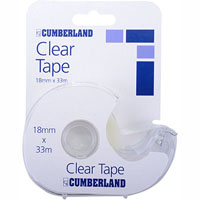 cumberland tape in dispenser 18mm x 33m clear box 12