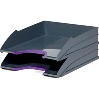 durable varicolor letter trays 255 x 55 x 330mm grey/purple set 2