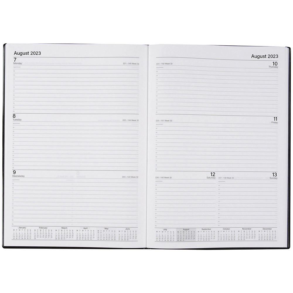 CUMBERLAND 47EPBK ELEGANT APPOINTMENT DIARY WEEK TO VIEW A4 BLACK |  | 7007875i