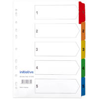 initiative index dividers a4 1-5 tab white with coloured tabs