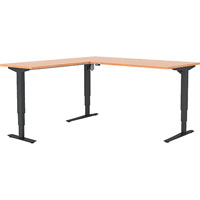 conset 501-43 electric height adjustable l-shaped desk 1800 x 800mm / 1800 x 600mm beech/black
