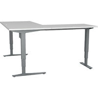 conset 501-43 electric height adjustable l-shaped desk 1800 x 800mm / 1800 x 600mm white/silver