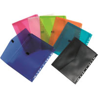 pop polywally binder wallet hook and loop closure 30mm gusset a4 assorted pack 12
