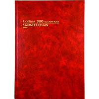 collins 3880 series account book 6 money column 84 leaf a4 red