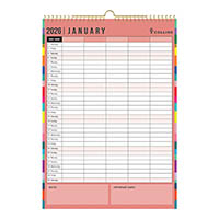 collins edge rainbow wall calendar edfc135 month to view a3