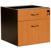 oxley fixed desk pedestal 2-drawer lockable 450 x 476 x 470mm beech/ironstone