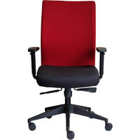 olta high mesh back chair with arms base black and cover red