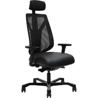 serati mesh high back chair body-weight synchro 2-d headrest adjustable armrests black aluminium base polished footplate neo bl