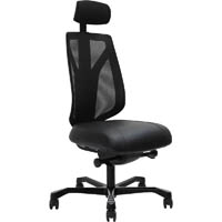 serati high mesh back chair pro-control synchro 2-d headrest black aluminium base footplates gabriel fighter black fabric