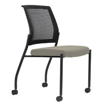 urbin 4 leg mesh back chair castors black frame driftwood seat
