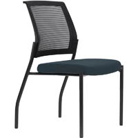 urbin 4 leg mesh back chair glides black frame denim seat