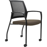 urbin 4 leg mesh back armchair castors black frame chocolate seat